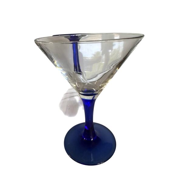 Luminarc France Cobalt Blue Stemmed Crystal Martini Glasses 4oz - Set Of 4 VTG - Picture 4 of 4